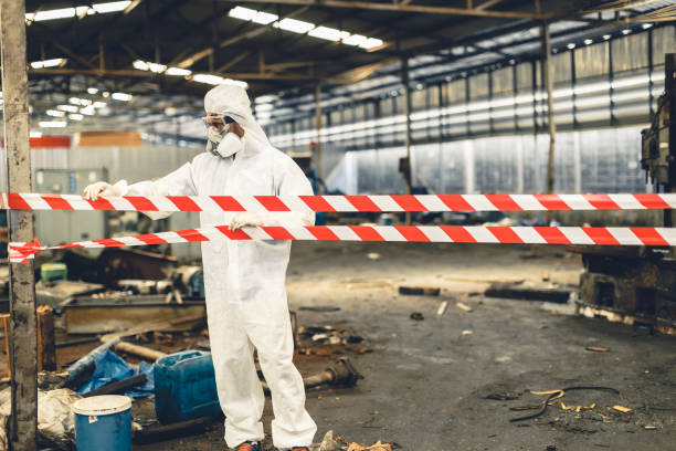 Professional Biohazard Cleanup technician working in Sanford, ME